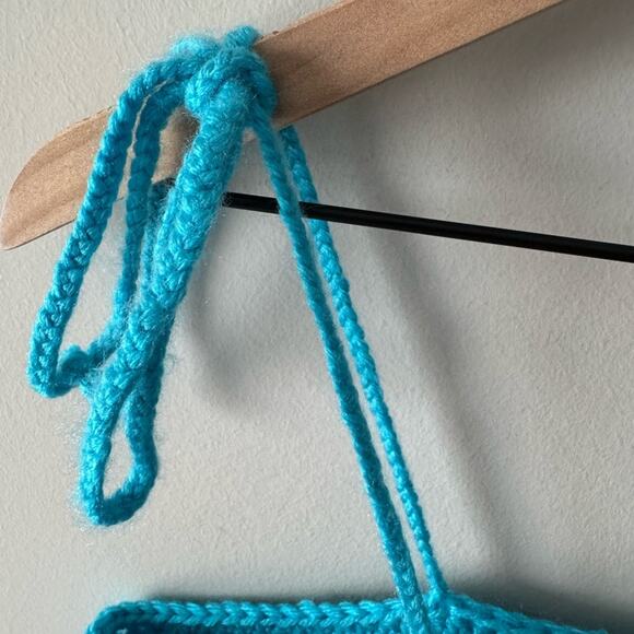 Handmade Crochet Adjustable Tie Strap Crop Top 100% Recycled Rainbow Tank Cami L - Picture 10 of 13